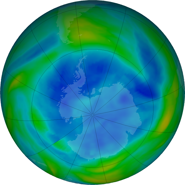 Antarctic ozone map for 17 August 2022